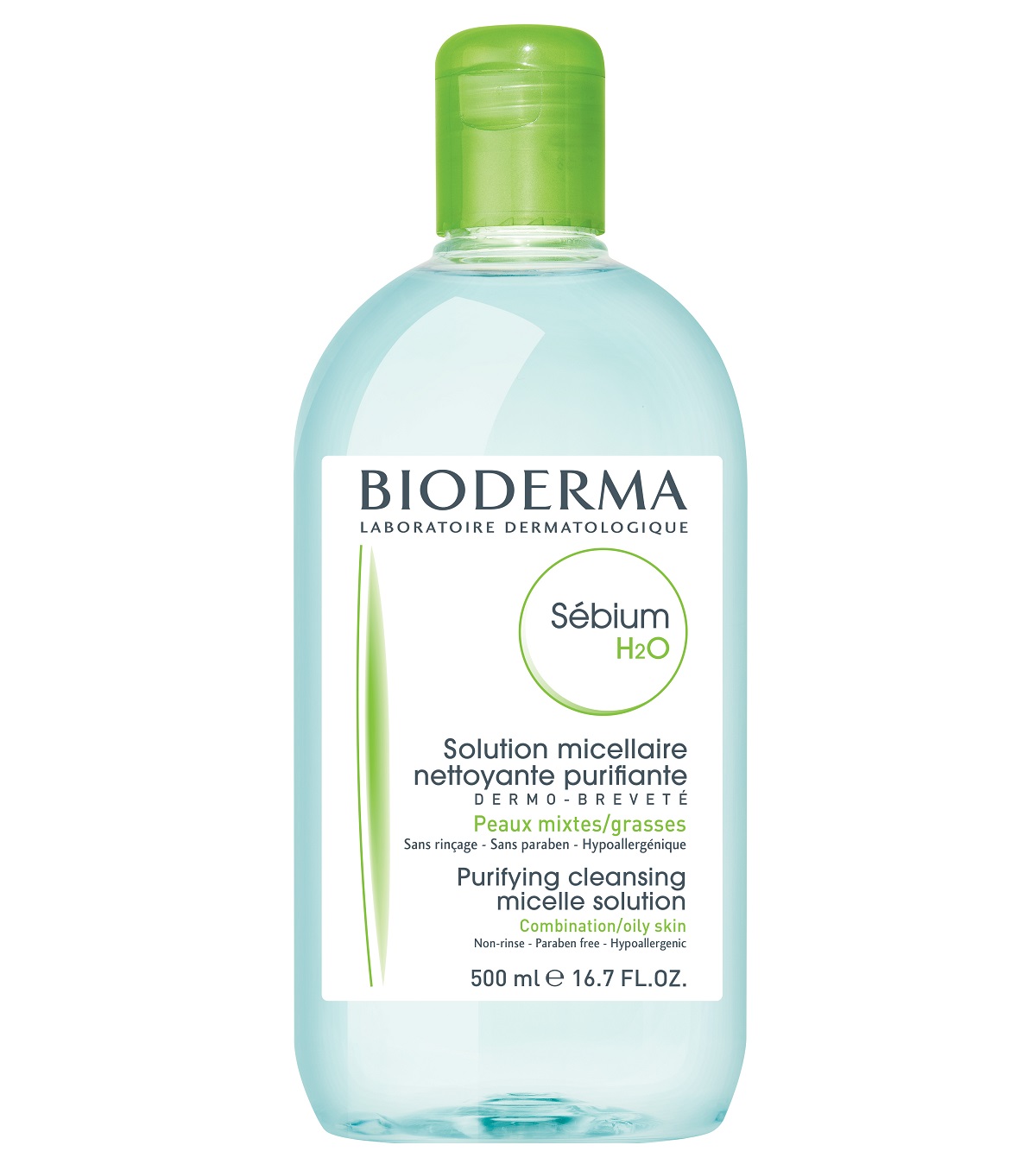 Bioderma-Sebium-H2O-Purifying-Cleansing-Micelle-Solution-For-Combination-to-Oily-Skin-500ml-2 میسلار واتر پوست چرب بایودرما ۵۰۰ میل